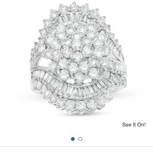 4CT T.W. Multi-Diamond Starburst 10k White Gold Cocktail Ring